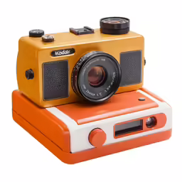 the little orange camera is on display