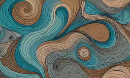 abstract wood panel with a circular pattern,abstract painted wood texture with spirals and dots in a wavy pattern