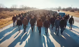 many people are walking and crossing the road