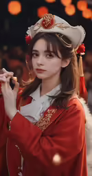 girl in traditional chinese clothing smoking a cigarette