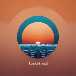 an abstract circle design with the ocean waves and the sunset,a circular design that depicts the sunset on the ocean