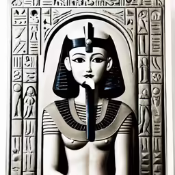 the ancient statue is on display with many egyptian writing