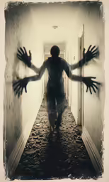 a creepy person that has his hands out