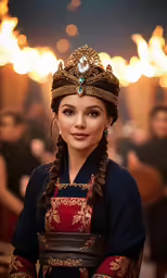 a woman in a dress wearing braids and a hat