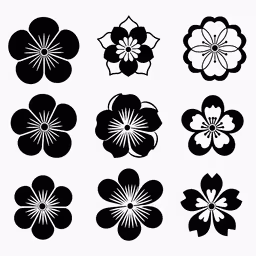 the flower icons are all black and white,the flower shapes used in silhouette art