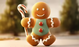 a little ceramic ginger holding a candy cane