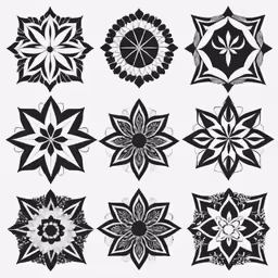 a number of different geometric shapes on a white background