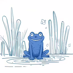 the frog is sitting in a pond of water