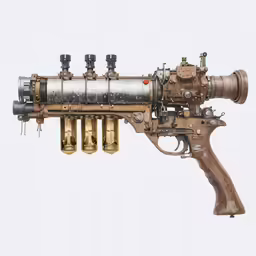 an old machine gun in the form of a water pipe