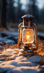 a close up of a lit light on the ground