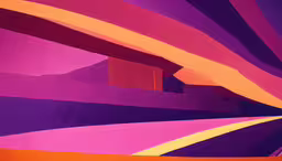 the painting is in vivid colors and shapes,an abstract art picture with red, yellow, pink and purple lines