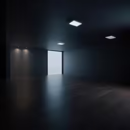the light is shining through a room