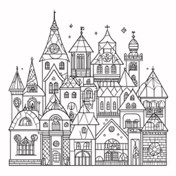 a cartoon city is drawn with lines in the background