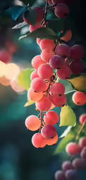berries hang from a branch with some sunlight coming through