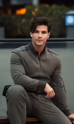 a man sitting on top of a wooden bench