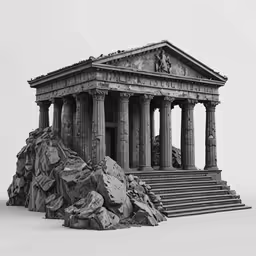 an ancient structure made of stone with steps and columns