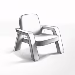 a drawing of a white plastic chair