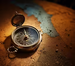 an antique looking clock laying on a wet ground