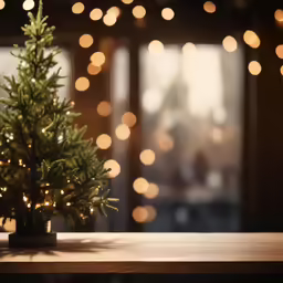 small christmas tree on top of a wooden table