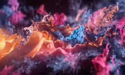 some different colored things with pink and orange