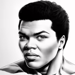 a drawing of an adult person in black and white