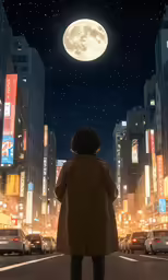 a person standing in front of a city at night