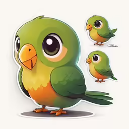 a cartoon bird with various expressions and its image in different poses