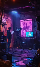 a man is filming the movie inside a bar