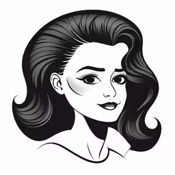 a woman with black hair is shown in the style of an old fashion illustration