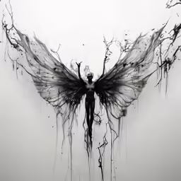 the angel is painted on a white background