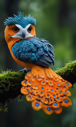the colorful bird with feathers on the branch is sitting in the tree