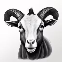 a black and white image of a steer looking at the camera