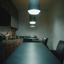 the lights in the kitchen are dimmerous and the bar is next to the stove