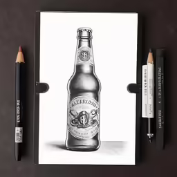 the bottle has a black and white picture of it