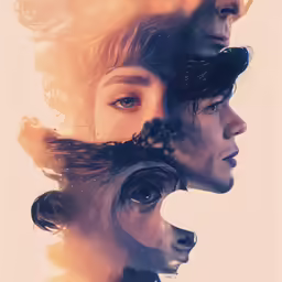a stylized photo of a couple and a child