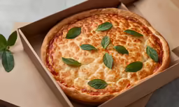 an open pizza box with one slice missing