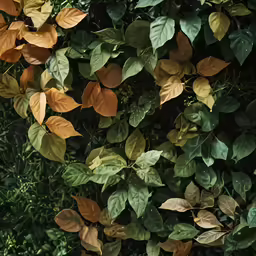 there are a lot of leaves that are growing on the wall