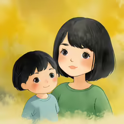 a woman and child standing next to each other