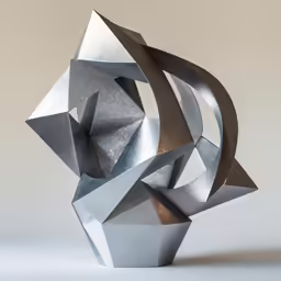a sculpture made out of metal and steel
