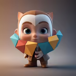 a 3d cartoon character holding onto a large item