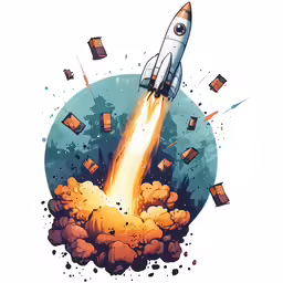 a small rocket flying up into the sky