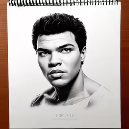 the drawing is of a young man with his face slightly shut