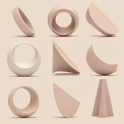 a group of circular shapes made out of cement