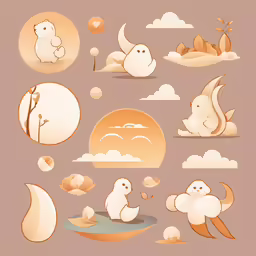 a group of animals with different cartoon faces