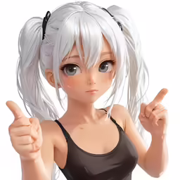 a cartoon character shows her thumb up
