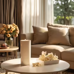 a living room filled with furniture and table