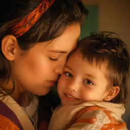 two women and a child that are posing for the camera