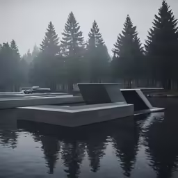 a picture of the ground near the water and trees