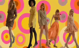 a poster of different fashions with women walking