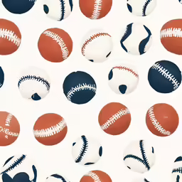 red and white baseballs on a white background